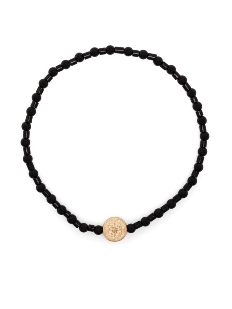 LUIS MORAIS 14kt yellow gold Money Seal beaded bracelet - Black von LUIS MORAIS