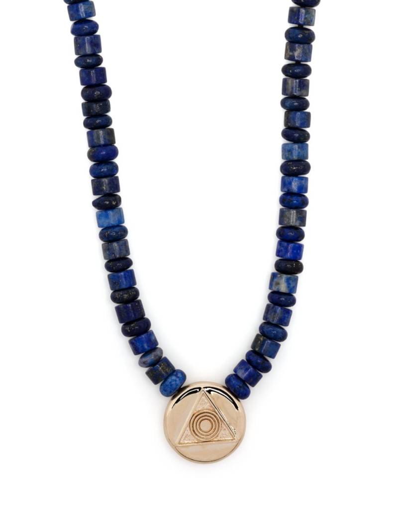 LUIS MORAIS 14kt yellow gold Shield lapis lazuli beaded necklace - Blue von LUIS MORAIS