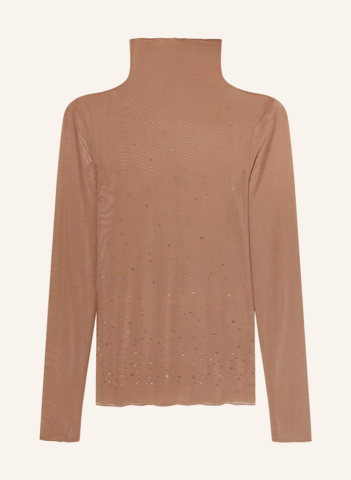 Luisa Cerano Longsleeve Aus Mesh Mit Schmucksteinen beige von LUISA CERANO