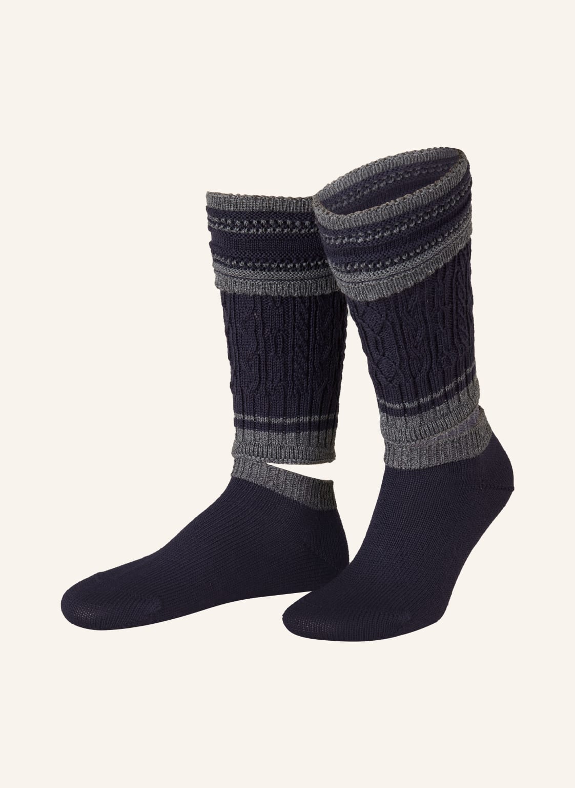 Lusana Trachtensocken Wadlwärmer Aus Merinowolle blau von LUSANA