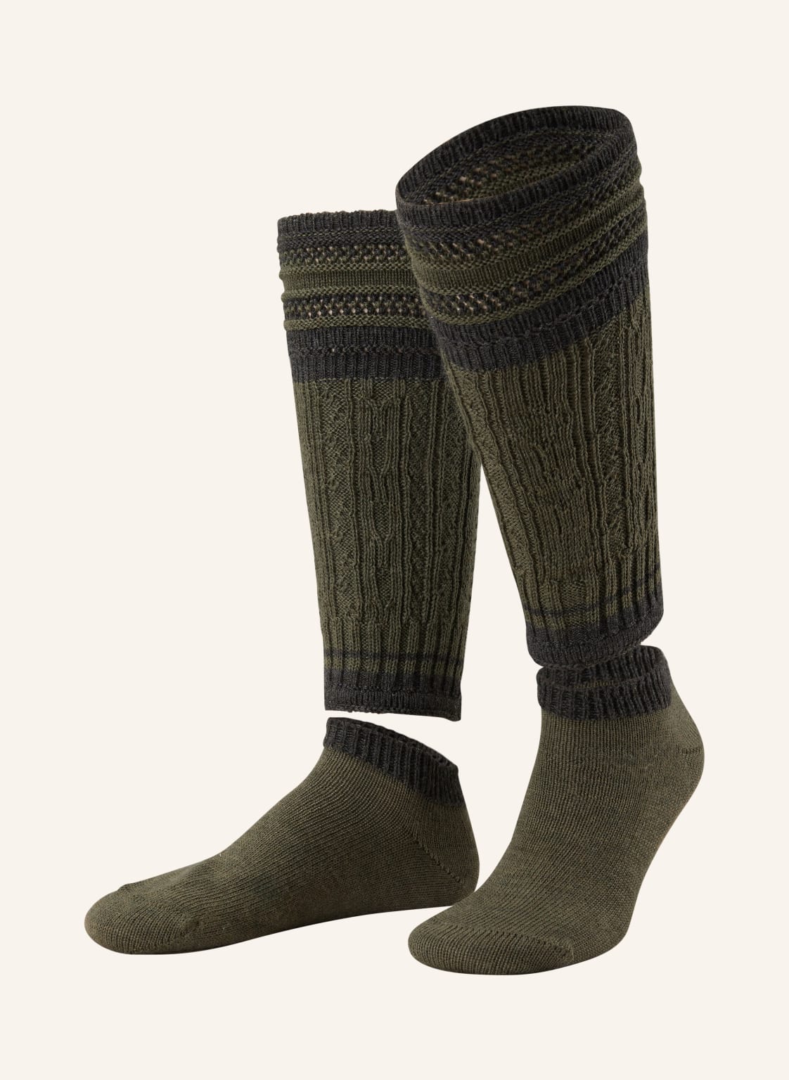 Lusana Trachtensocken Wadlwärmer Aus Merinowolle gruen von LUSANA