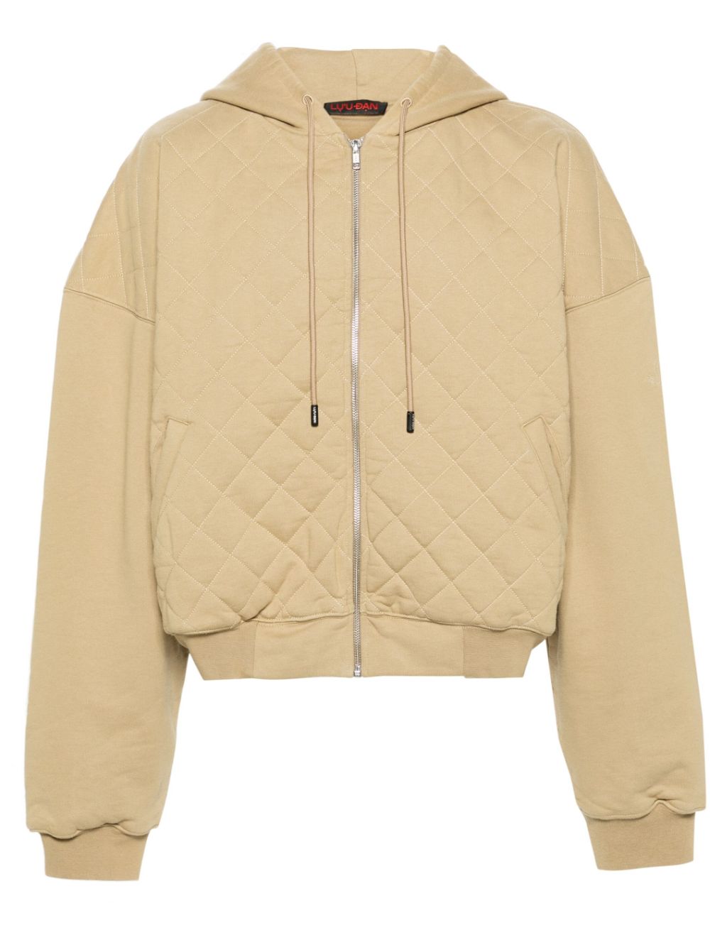 LỰU ĐẠN zip-up quilted hoodie - Neutrals von LỰU ĐẠN