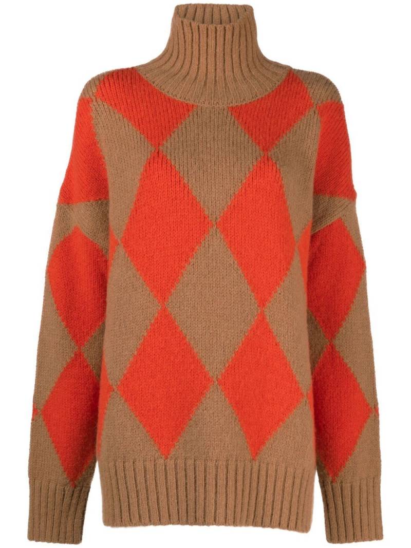 La DoubleJ Argyle high-neck jumper - Brown von La DoubleJ