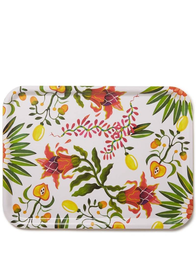 La DoubleJ Eden floral-print wooden tray - White von La DoubleJ