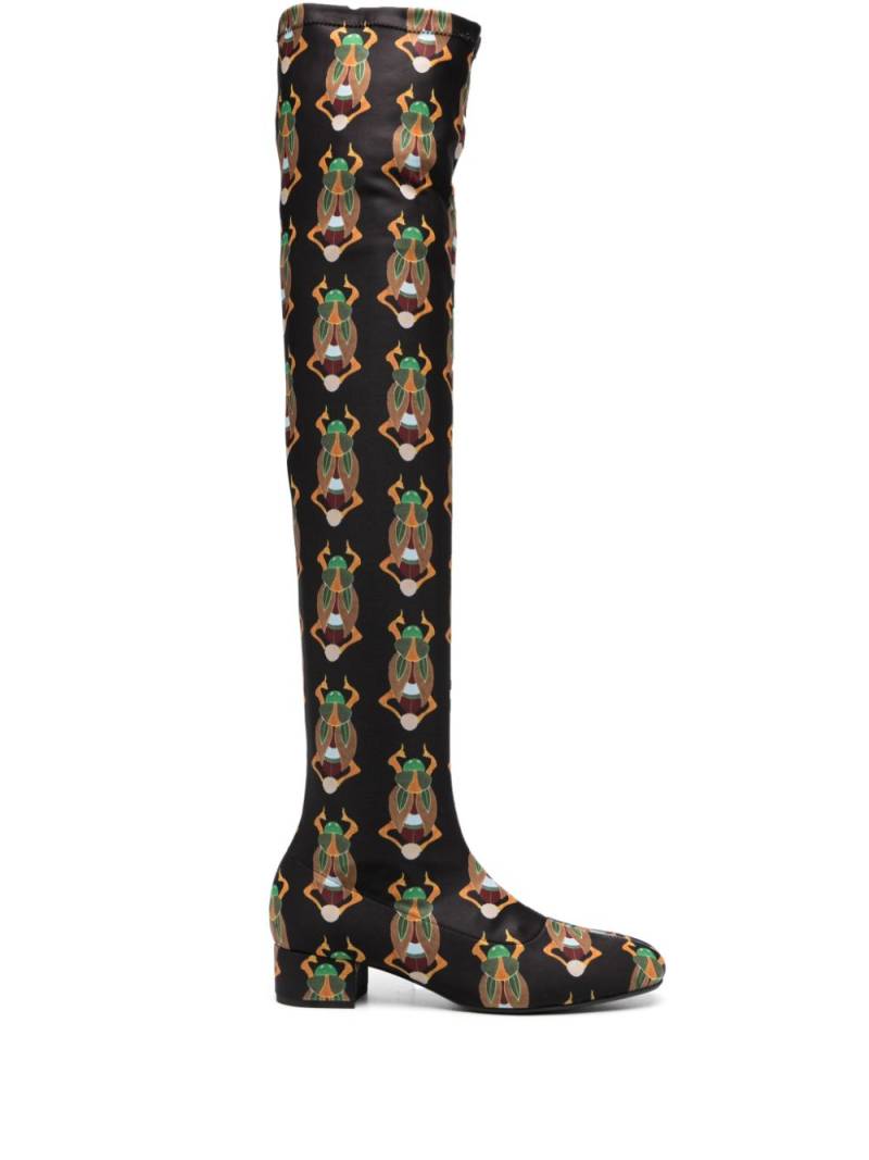 La DoubleJ Edie 40mm scarab-jacquard boots - Black von La DoubleJ