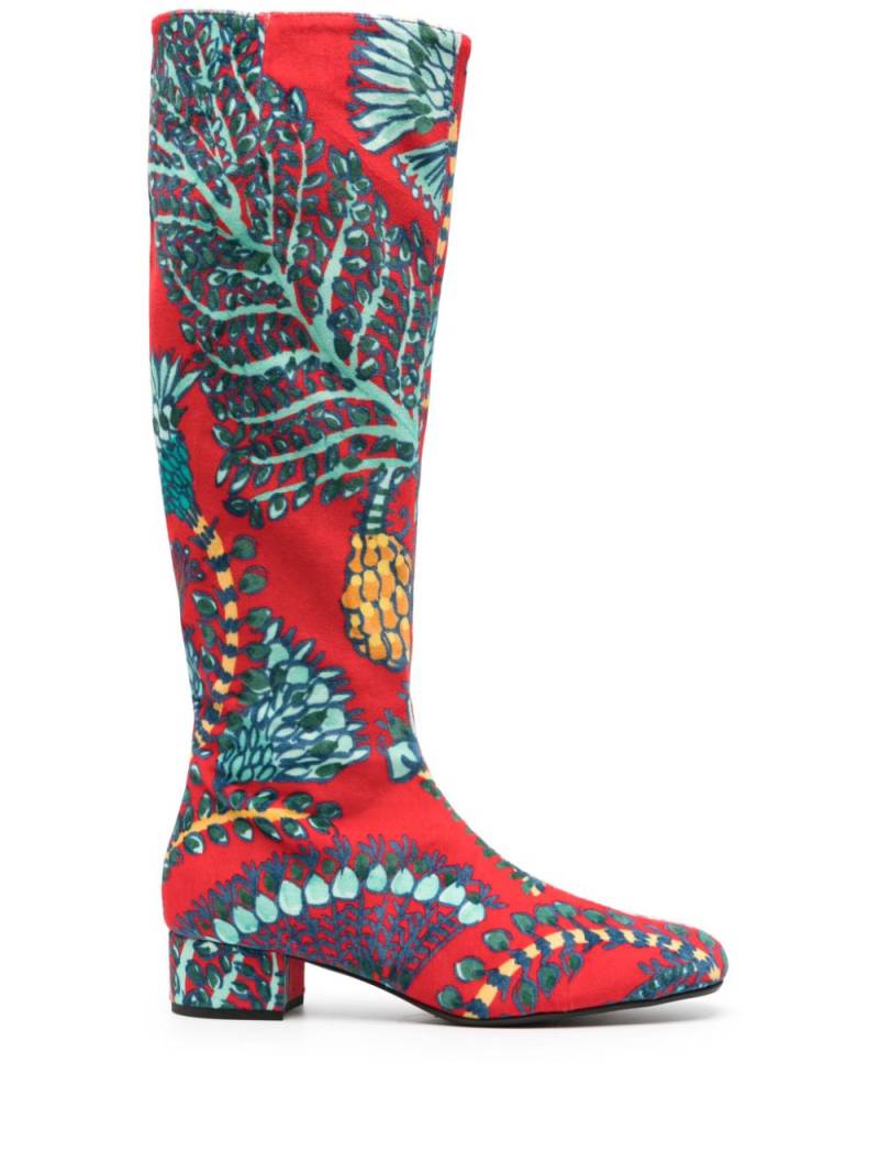 La DoubleJ Edie velvet boots - Red von La DoubleJ