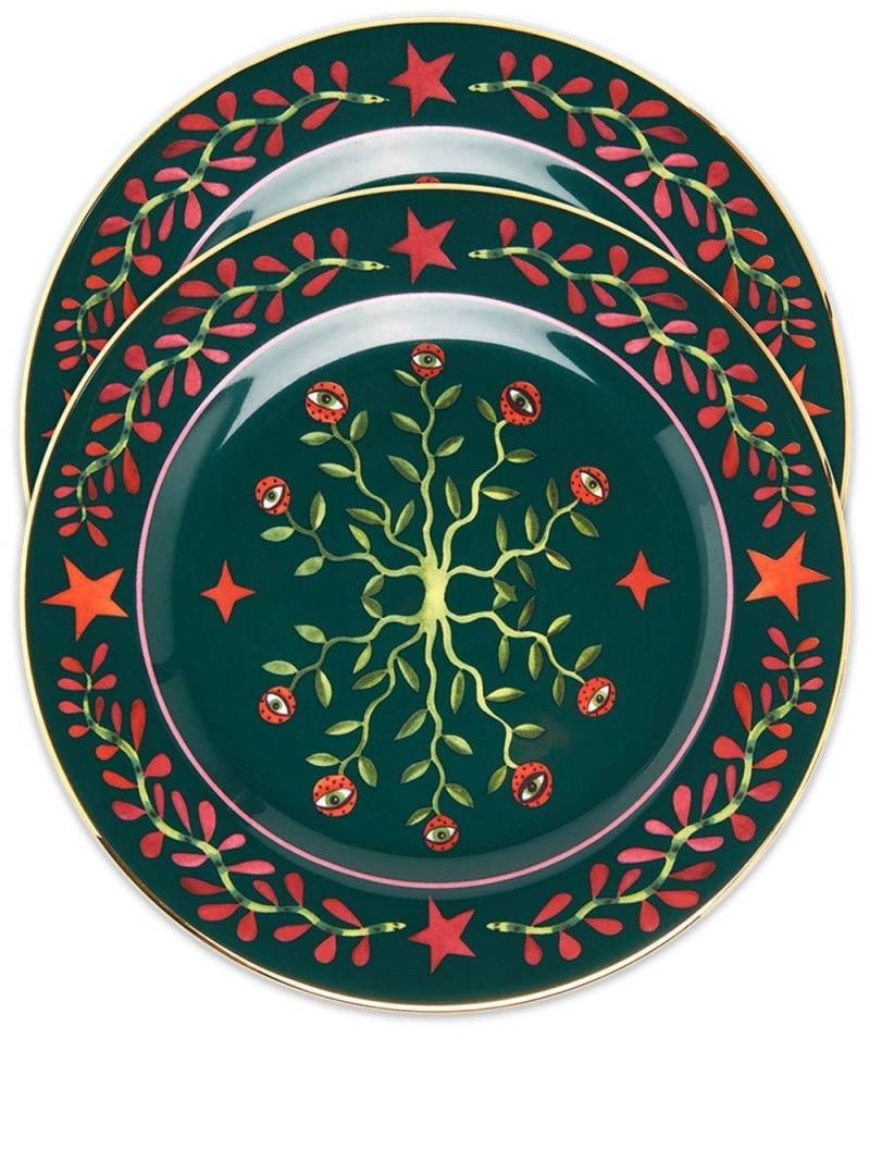 La DoubleJ Eye Vines set of two dessert plates - Green von La DoubleJ