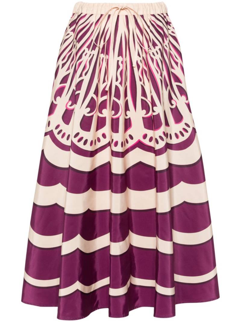 La DoubleJ Fans-print drawstring midi skirt - Purple von La DoubleJ