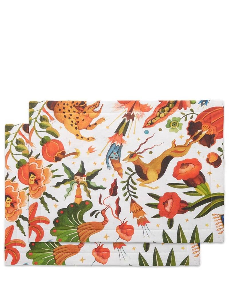 La DoubleJ Jungle Book set of two table mats - White von La DoubleJ