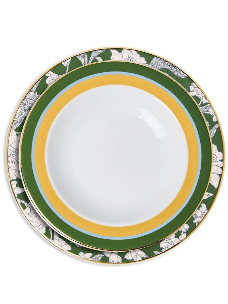 La DoubleJ Roman Holiday Avorio-print soup and dinner (set of 2) - Green von La DoubleJ