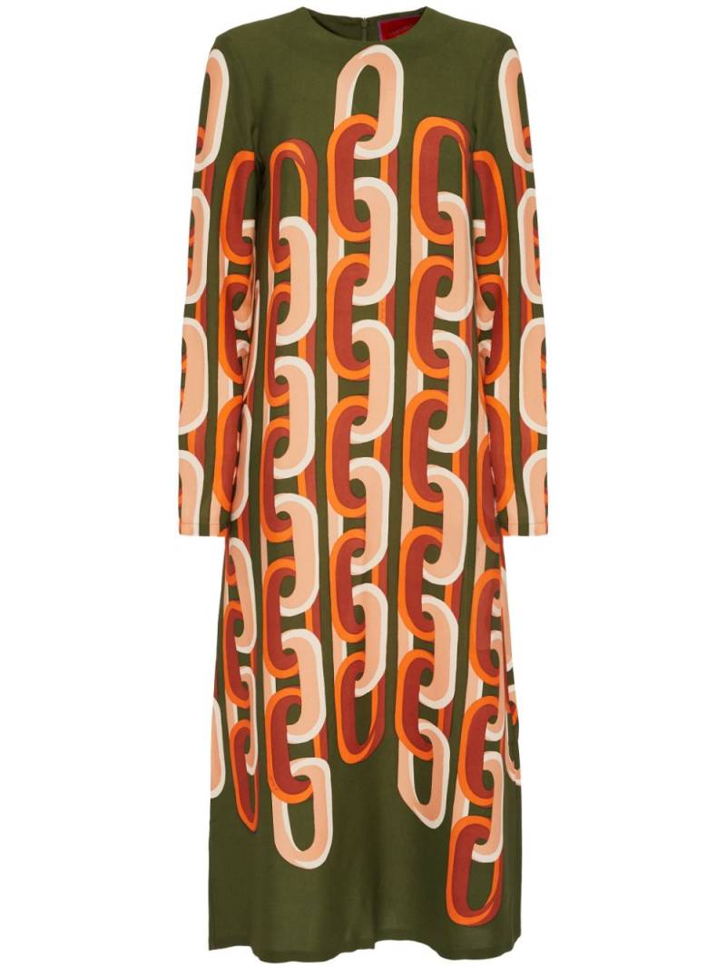 La DoubleJ Swing chain-link print middi dress - Green von La DoubleJ