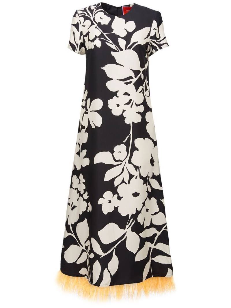 La DoubleJ Swing feather-trim silk maxi dress - Black von La DoubleJ