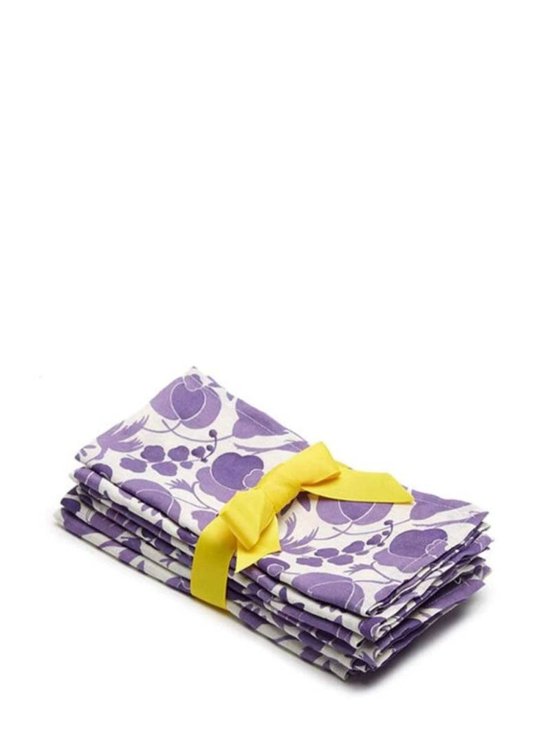 La DoubleJ Wildbird-print linen napkins (set of six) - Purple von La DoubleJ