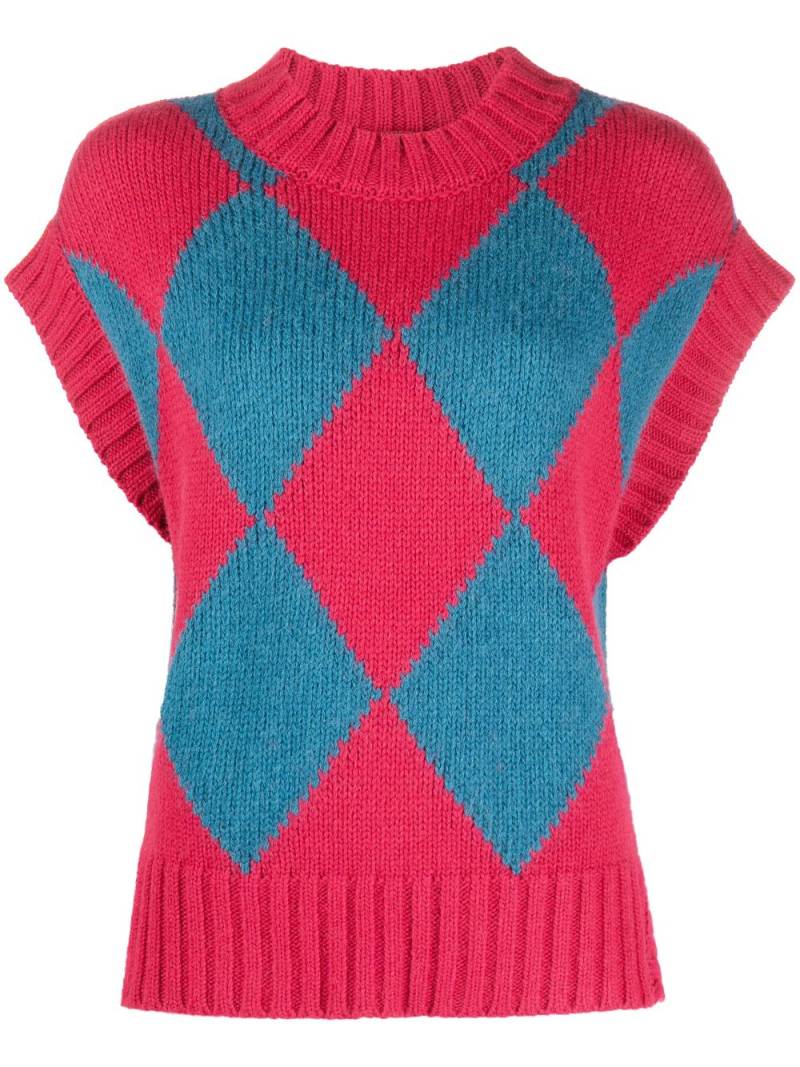 La DoubleJ argyle intarsia-knit vest - Red von La DoubleJ