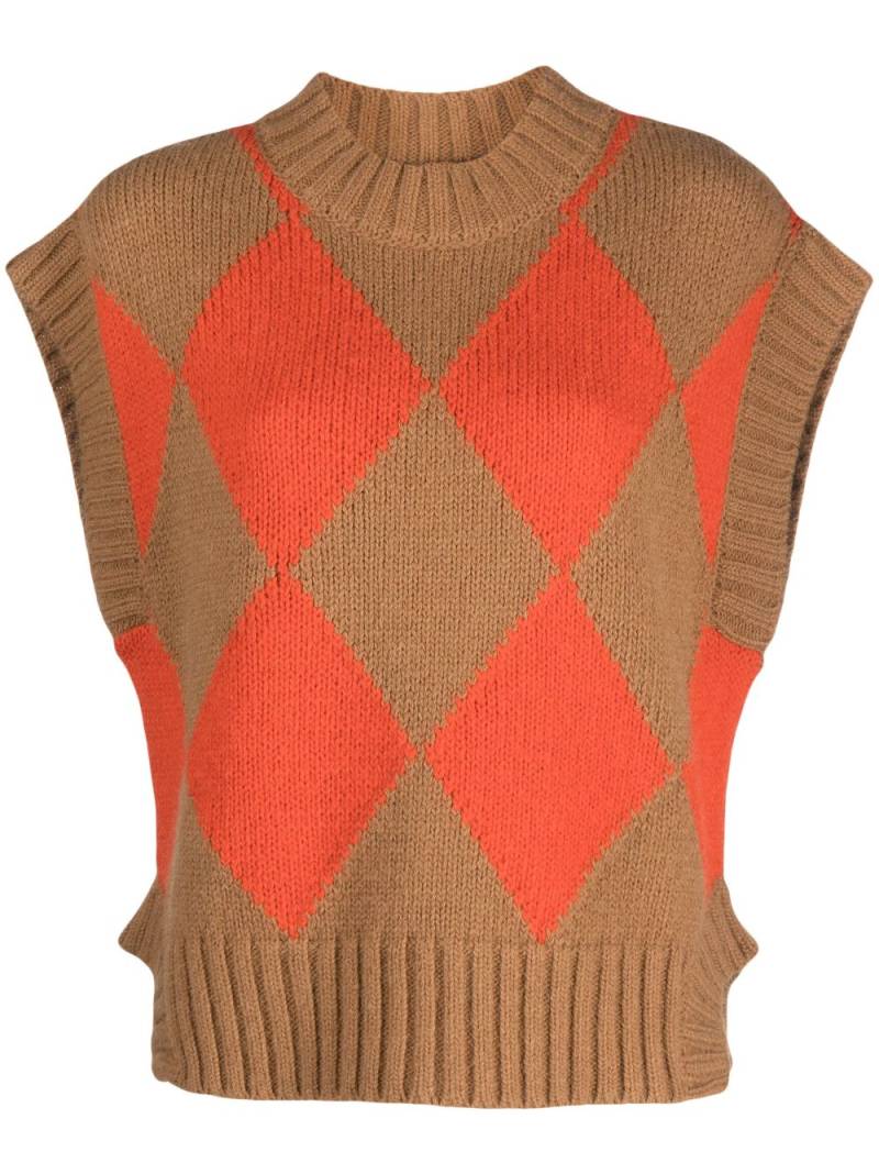 La DoubleJ argyle-print knitted vest - Neutrals von La DoubleJ