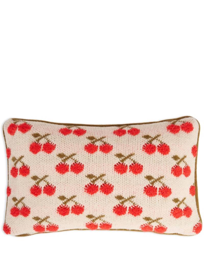 La DoubleJ cherry-embroidered cushion - White von La DoubleJ