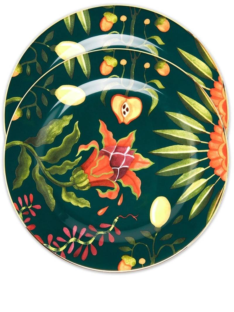 La DoubleJ dragonfruit-print set of two dessert plates - Green von La DoubleJ