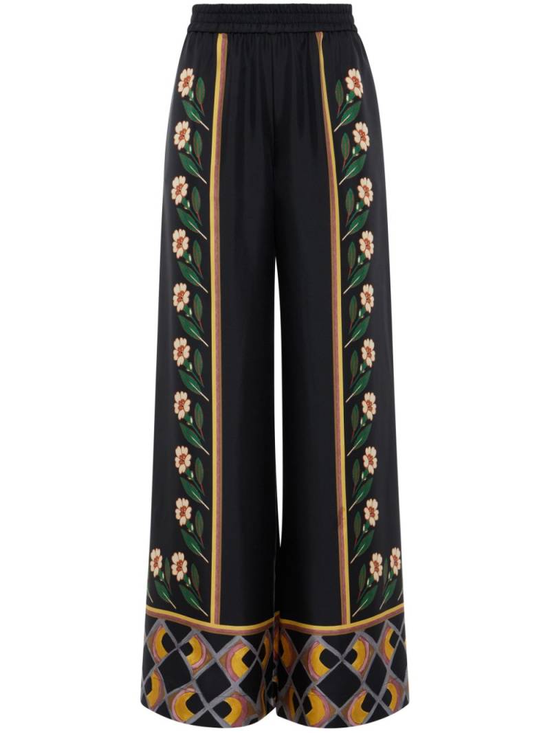 La DoubleJ floral-print palazzo trousers - Black von La DoubleJ