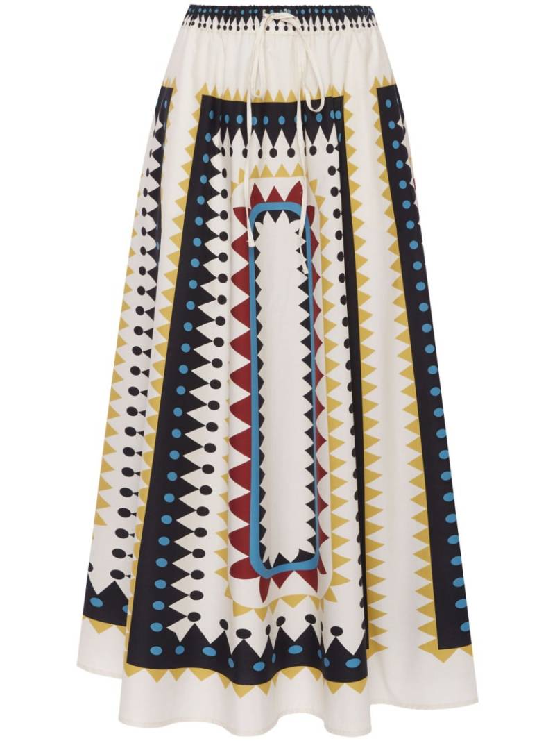 La DoubleJ geometric-print cotton maxi skirt - White von La DoubleJ