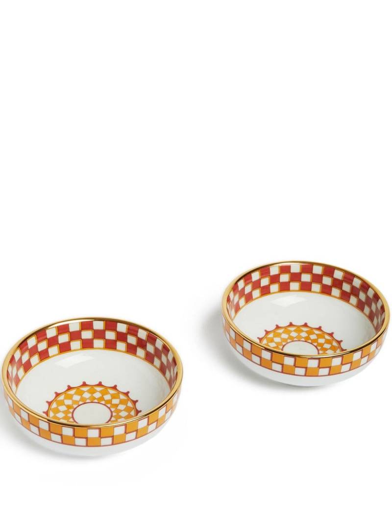 La DoubleJ geometric-print porcelain bowl (set of two) - Orange von La DoubleJ