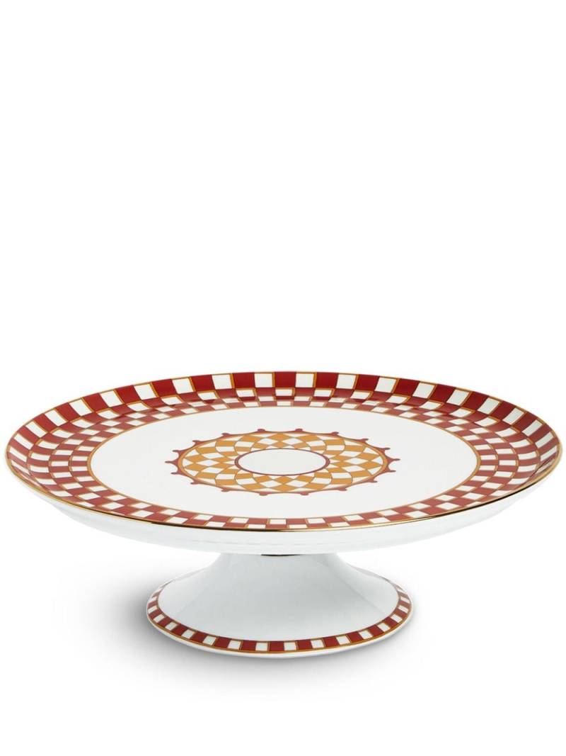 La DoubleJ geometric-print porcelain cake stand (30cm) - Orange von La DoubleJ