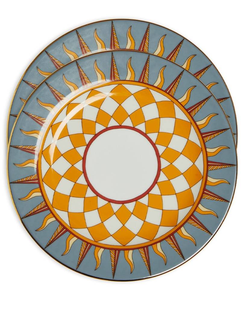 La DoubleJ geometric-print porcelain dessert plate (set of two) - Grey von La DoubleJ