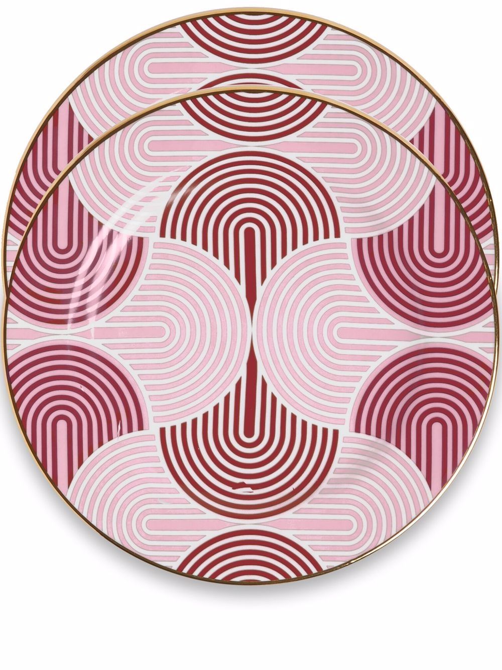 La DoubleJ line-graphic porcelain dessert plates (set of two) - Red von La DoubleJ