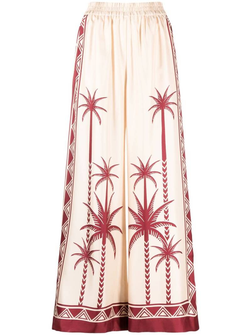 La DoubleJ palm tree-print silk trousers - Neutrals von La DoubleJ