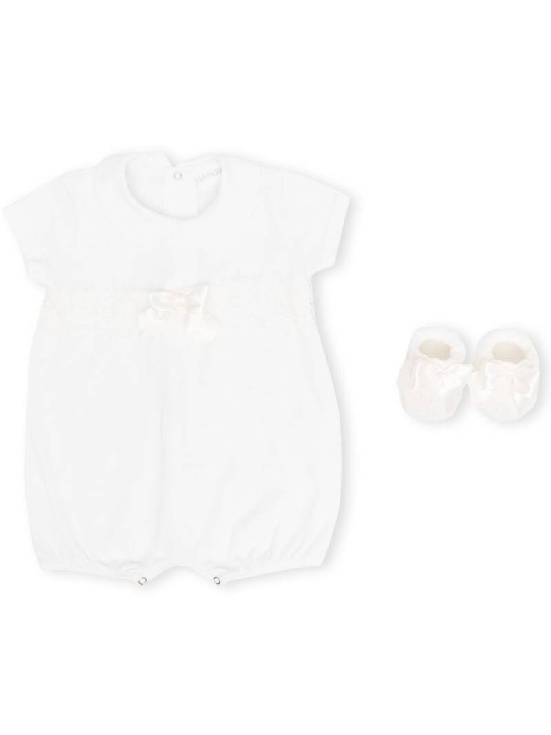 La Perla Kids lace-trim bow babygrow set - White von La Perla Kids