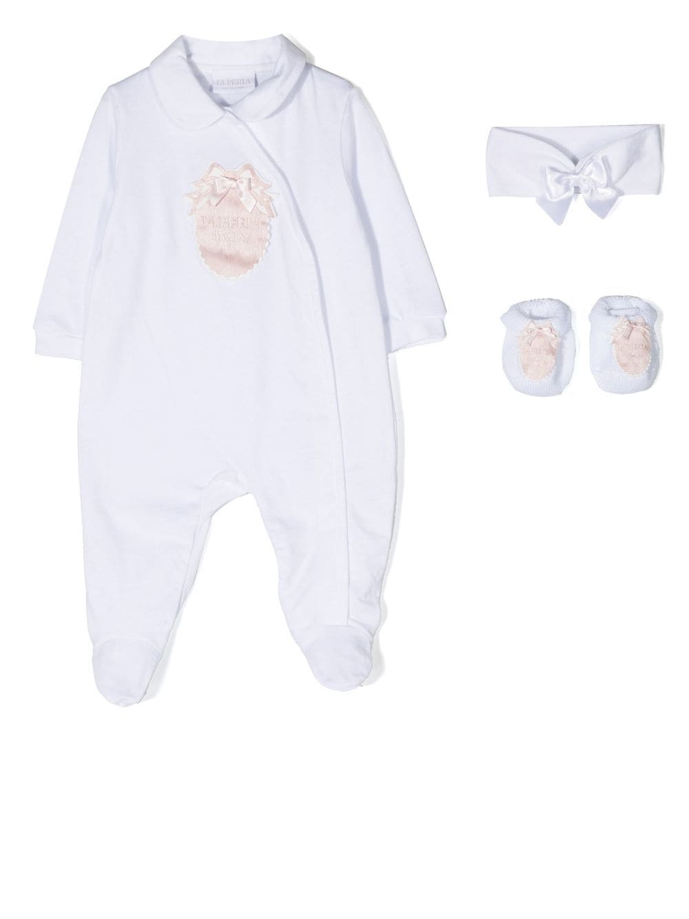 La Perla Kids logo-patch bodysuit set - White von La Perla Kids