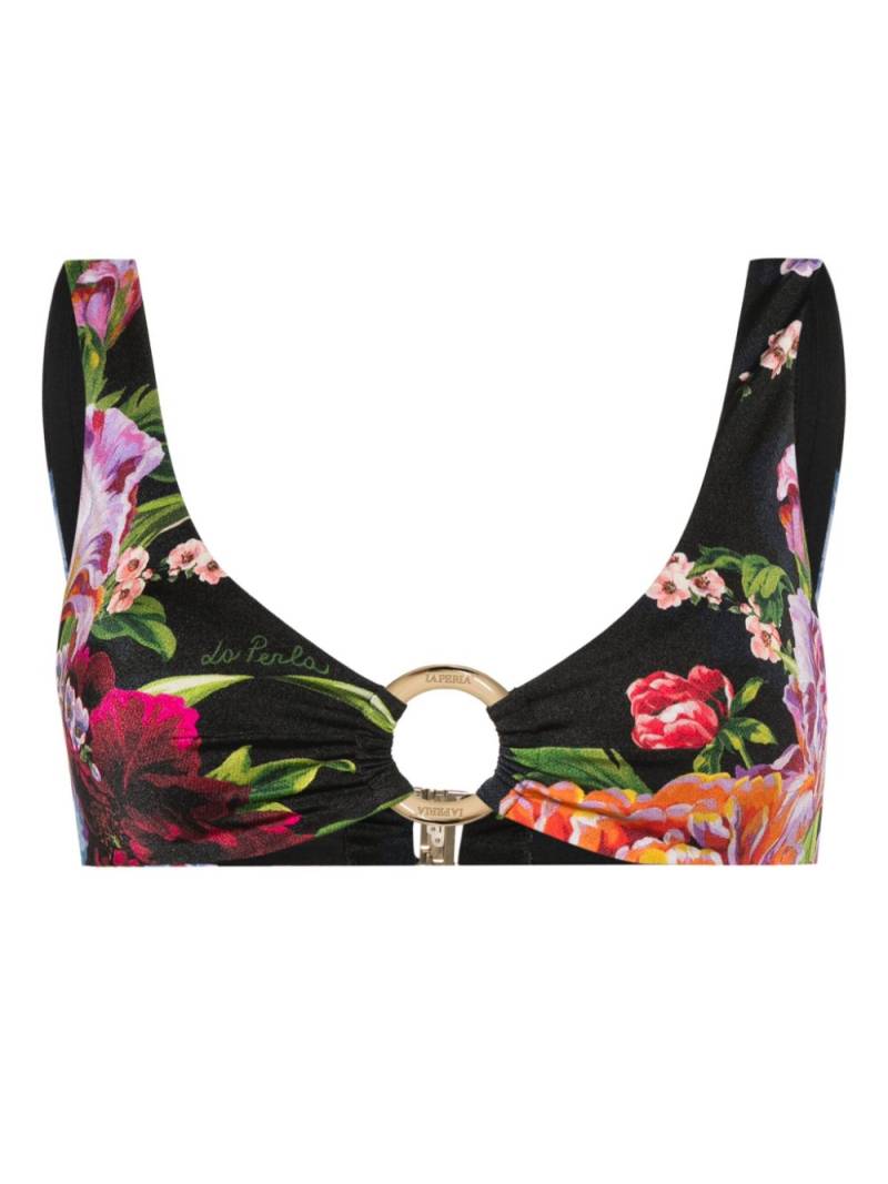 La Perla floral-print bikini top - Black von La Perla