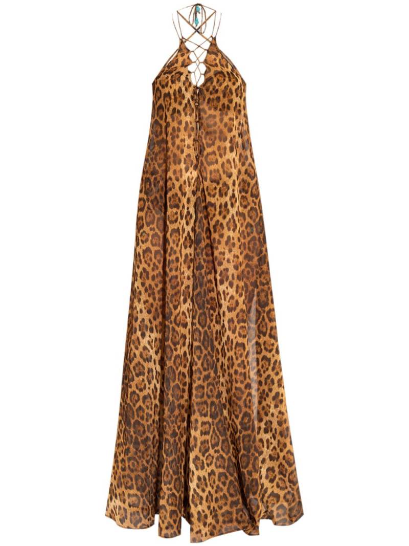 La Perla leopard-print open-back beach dress - Brown von La Perla