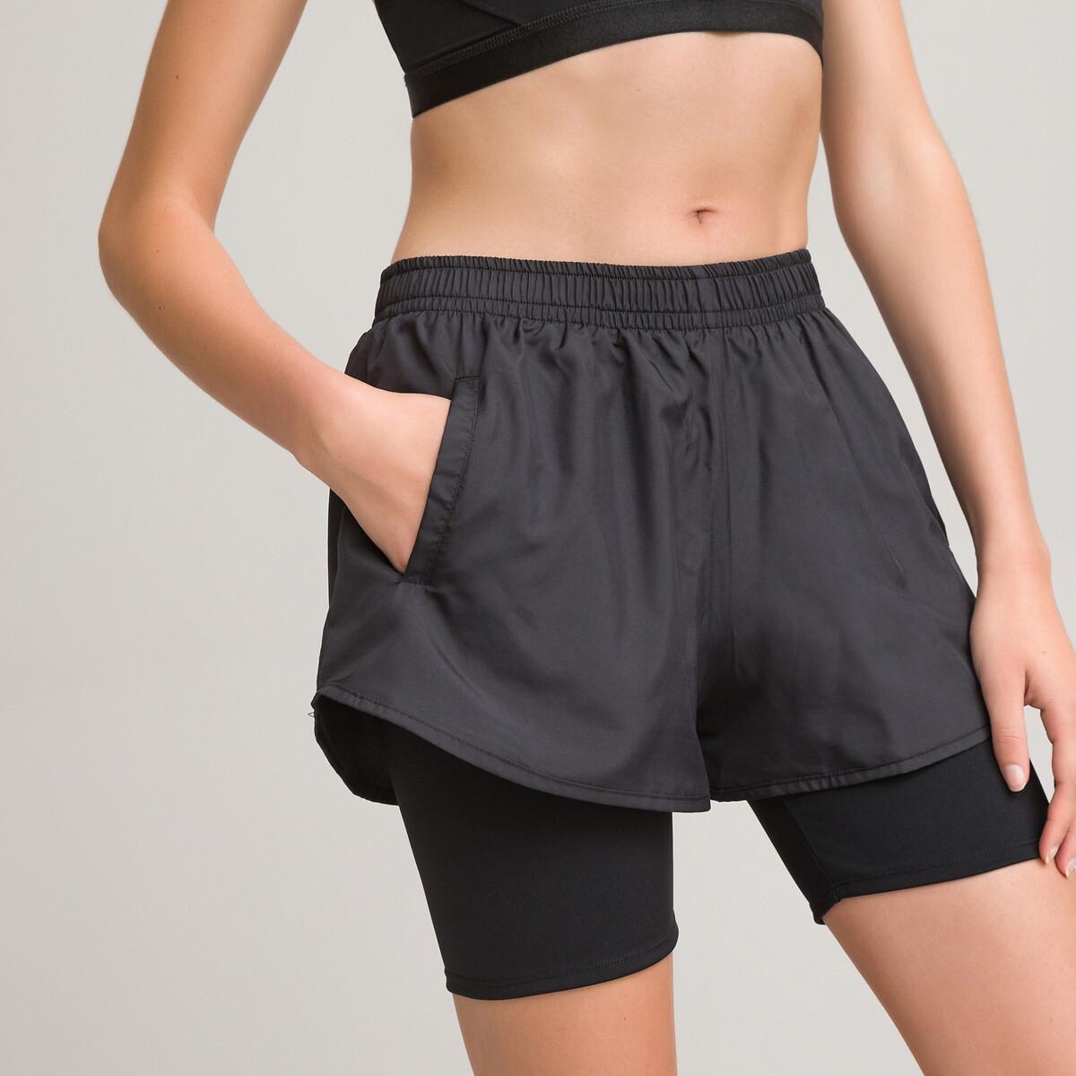 2-in-1-sportshorts Damen Schwarz XXL von La Redoute Collections