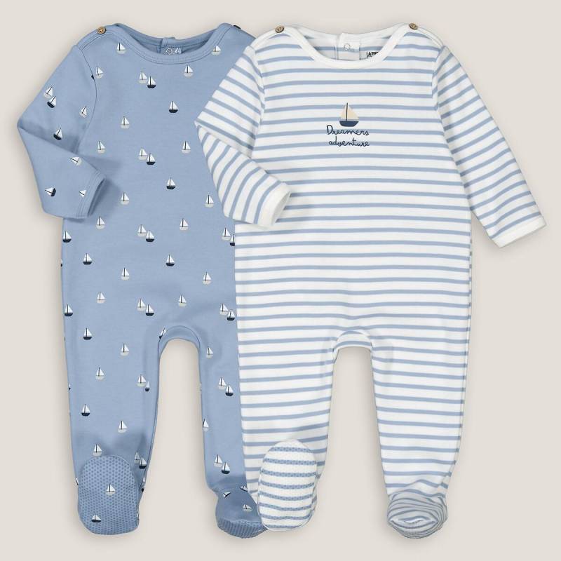 2er-pack Baumwoll-strampler Mit Booten Unisex Blau 0-3M von La Redoute Collections