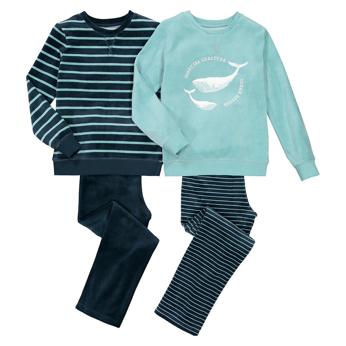 2er-pack Pyjamas Aus Samt Jungen Blau 114 von La Redoute Collections