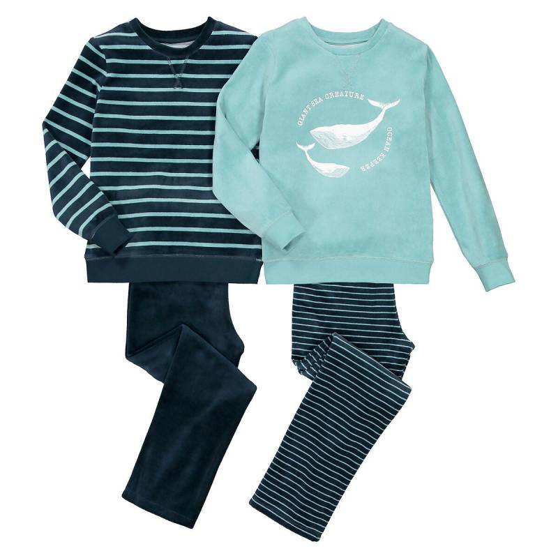 2er-pack Pyjamas Aus Samt Jungen Blau 126 von La Redoute Collections