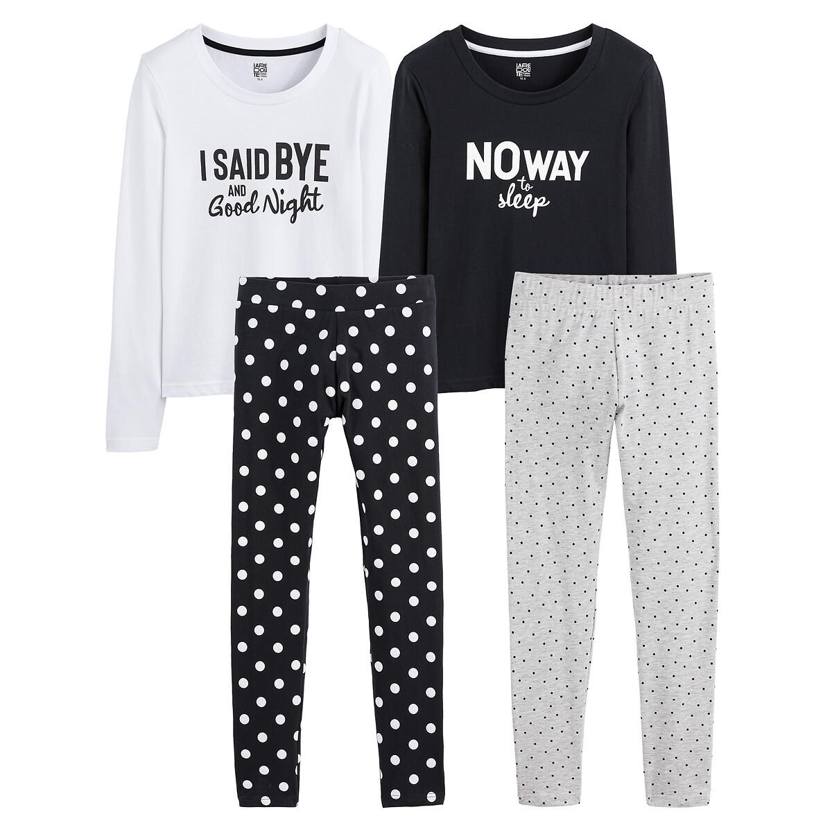 2er-pack Pyjamas Mit Schriftzug Und Tupfen Mädchen Schwarz 12A von La Redoute Collections