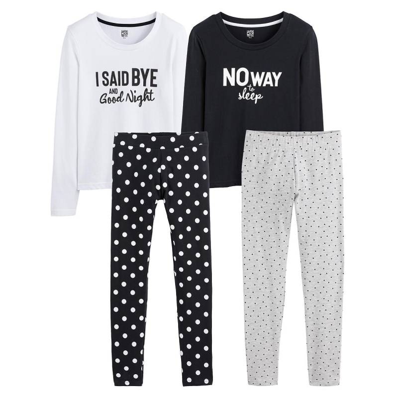 2er-pack Pyjamas Mit Schriftzug Und Tupfen Mädchen Schwarz 162CM von La Redoute Collections