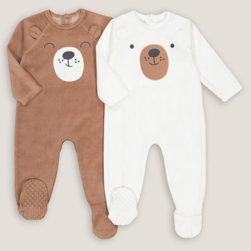 2er-pack Samt-strampler Mit Bär Unisex Beige 0-3M von La Redoute Collections