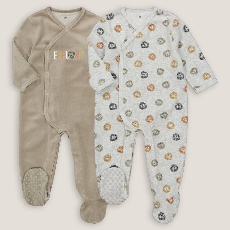 2er-pack Samt-strampler Mit Löwenmotiv Unisex Grün 0-3M von La Redoute Collections