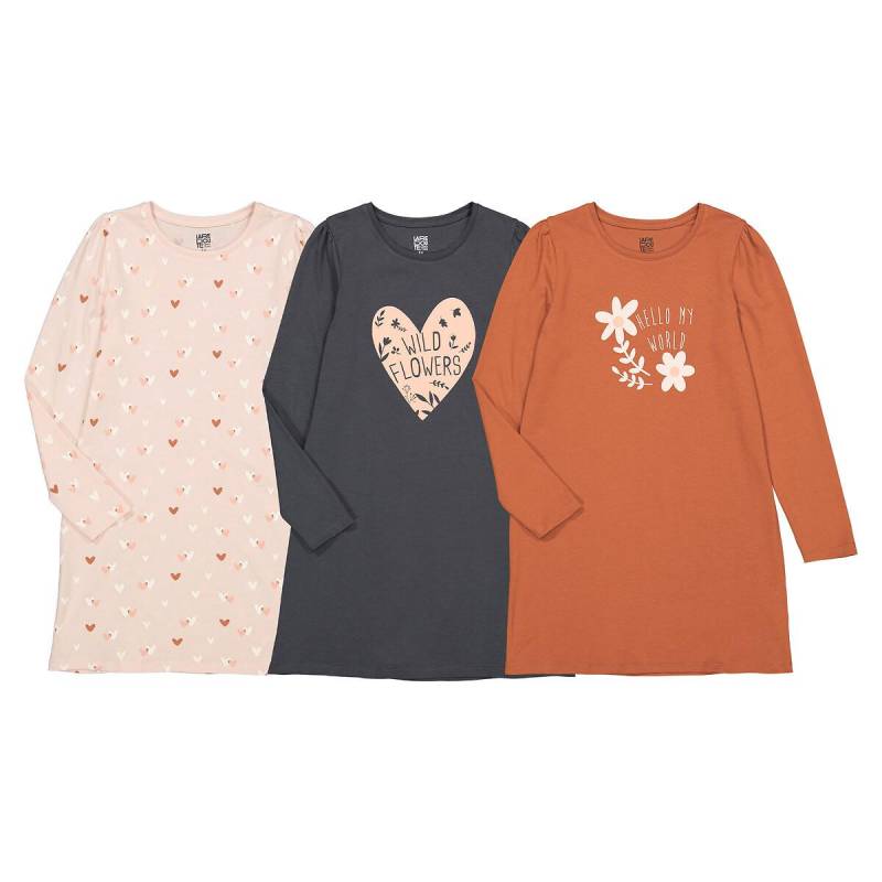 3er-pack Nachthemdem Mit Langen Ärmeln Damen Braun 102 von La Redoute Collections