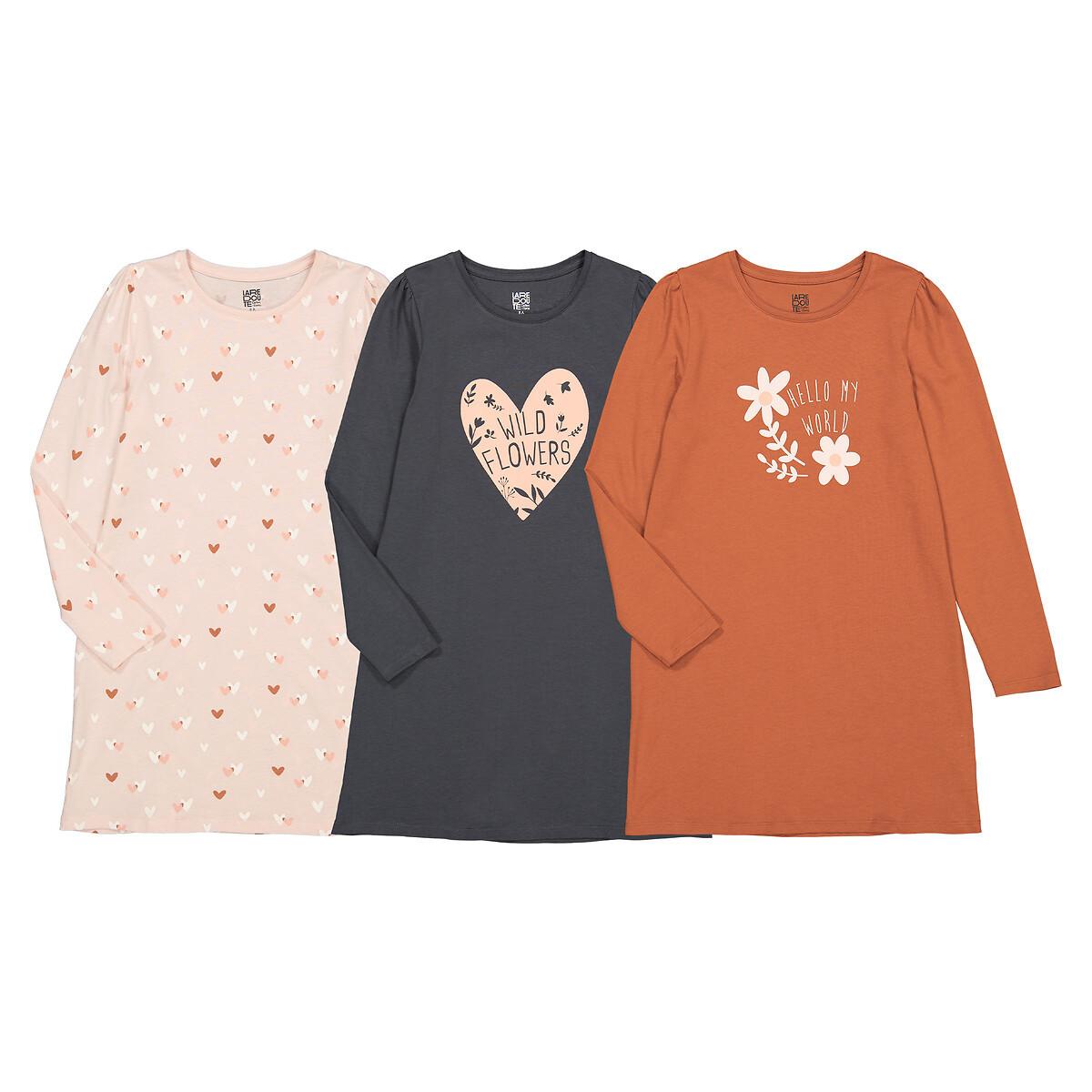 3er-pack Nachthemdem Mit Langen Ärmeln Damen Braun 14A von La Redoute Collections