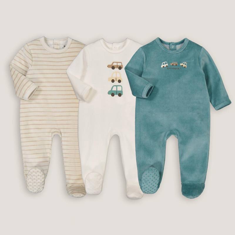 3er-pack Strampler Aus Samt Unisex Blau 0-3M von La Redoute Collections