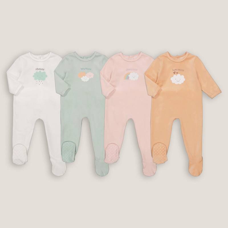 4er-pack Samt-strampler Mit Wolkenmotiv Unisex Multicolor 12 mese von La Redoute Collections