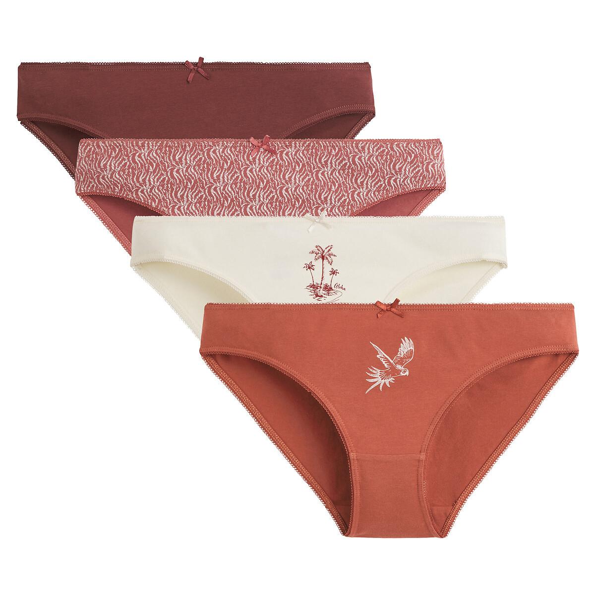 4er-pack Slips Aus Baumwoll-stretch Damen Weiss Bedruckt 33/34 von La Redoute Collections