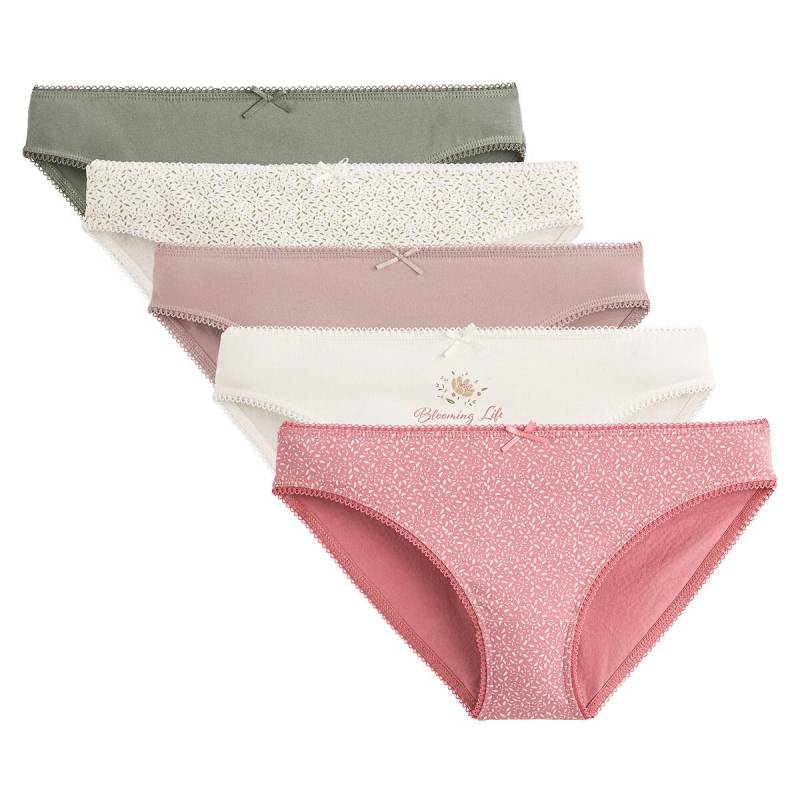 5er-pack Slips Aus Baumwoll-stretch Damen Weiss Bedruckt 42 von La Redoute Collections