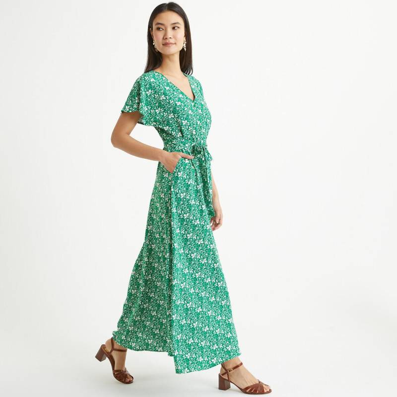 Ausgestelltes Maxikleid Mit Blumenprint Damen Grün 44 von La Redoute Collections