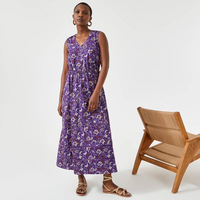 Ausgestelltes Maxikleid Mit Blumenprint Damen Violett 36 von La Redoute Collections