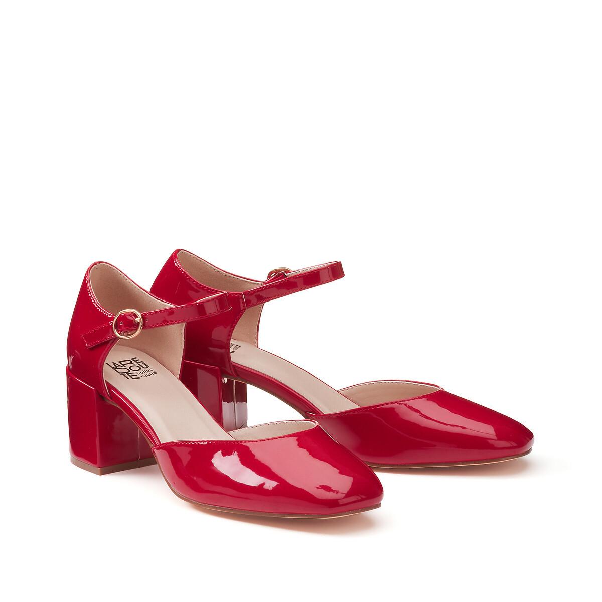 Ballerinas Mit Riemchen Und Blockabsatz Damen Rot 39 von La Redoute Collections