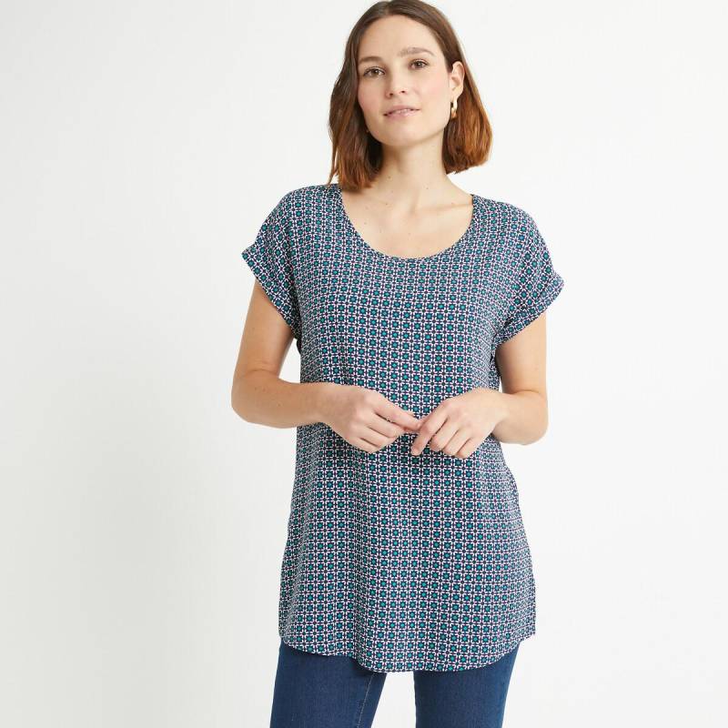 Bedruckte Bluse Mit Rundem Ausschnitt & Kurzen Ärmeln Damen Blau 34 von La Redoute Collections